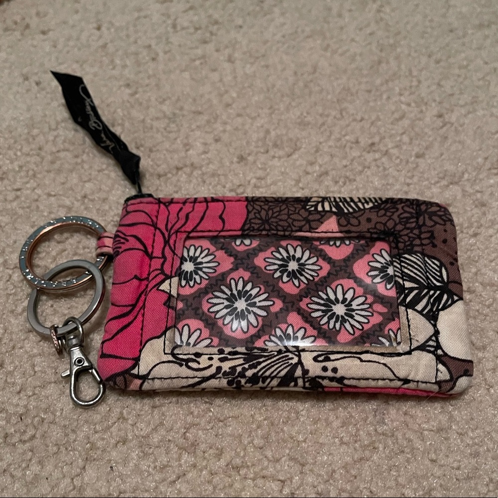 Vera Bradley Mocha Rouge Zip ID Pouch